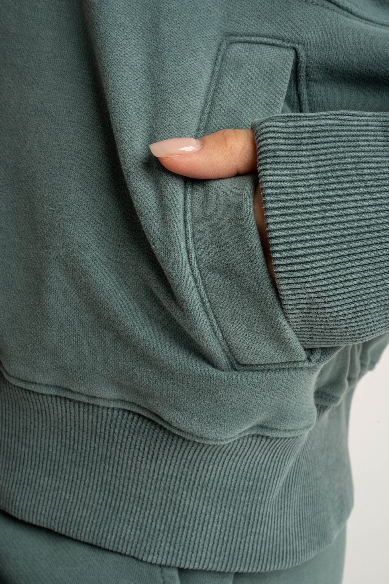 GREEN WASHED EFFECT BASEBALL SWEATSHIRT - ALESUND