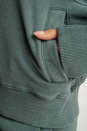 GREEN WASHED EFFECT BASEBALL SWEATSHIRT - ALESUND