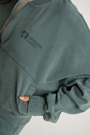 GREEN WASHED EFFECT BASEBALL SWEATSHIRT - ALESUND