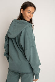 WASHED EFFECT HOODIE GREEN - LIMFJORD