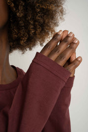 OVERSIZED LONGSLEEVE WITH A DELICATE WASH EFFECT, BURGUNDY - OBILATU