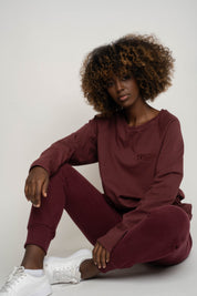 OVERSIZED LONGSLEEVE WITH A DELICATE WASH EFFECT, BURGUNDY - OBILATU