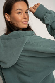 WASHED EFFECT HOODIE GREEN - LIMFJORD