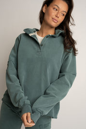 WASHED EFFECT HOODIE GREEN - LIMFJORD
