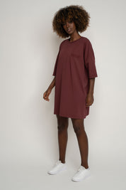 OVERSIZED T-SHIRT WITH A DELICATE WASH EFFECT, BURGUNDY - KOMODO