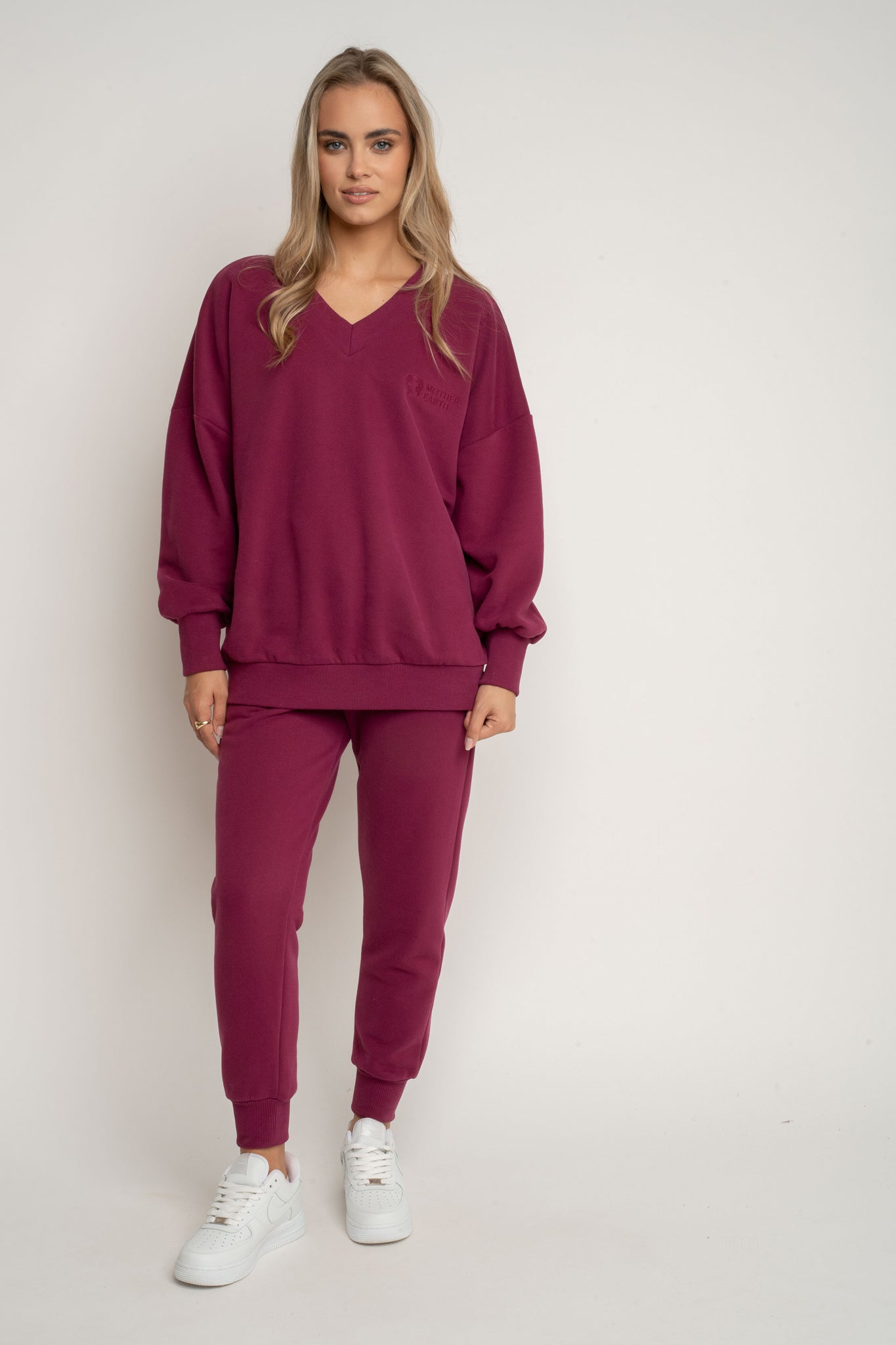 BLUZA Z DEKOLTEM OVERSIZE BURGUNDOWA - BISCOE