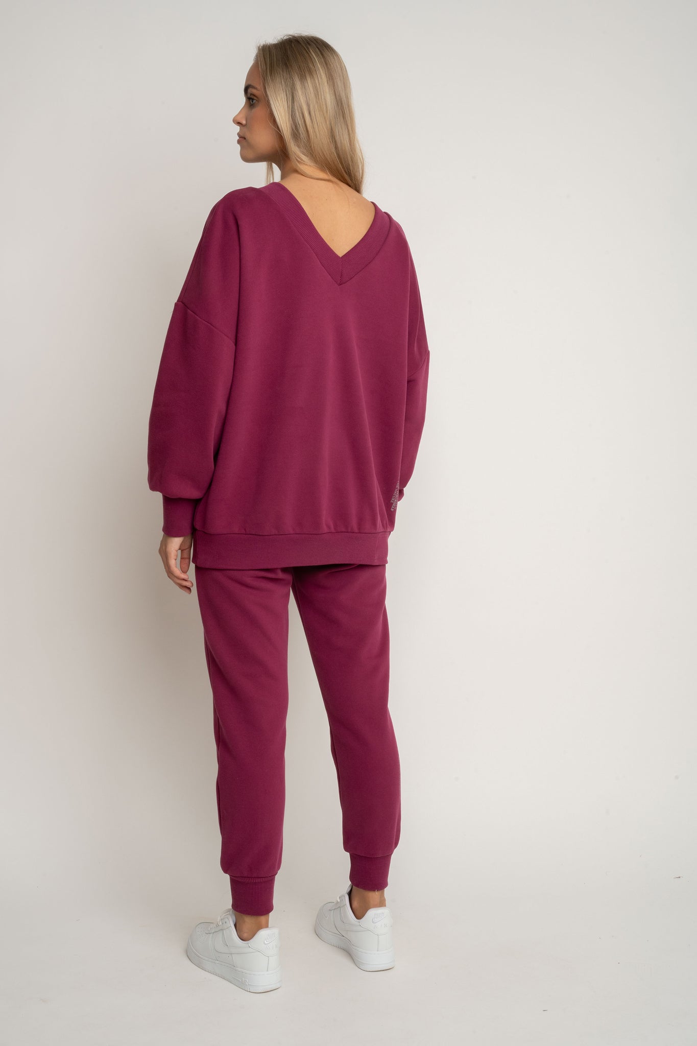 BLUZA Z DEKOLTEM OVERSIZE BURGUNDOWA - BISCOE