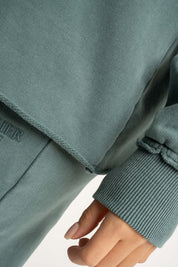 WASHED EFFECT HOODIE GREEN - LIMFJORD