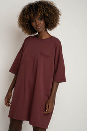 OVERSIZED T-SHIRT WITH A DELICATE WASH EFFECT, BURGUNDY - KOMODO
