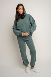 BLUZA OVERSIZE Z EFEKTEM WASHED ZIELONA - OSLO