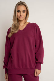 BLUZA Z DEKOLTEM OVERSIZE BURGUNDOWA - BISCOE
