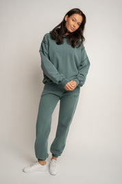 BLUZA OVERSIZE Z EFEKTEM WASHED ZIELONA - OSLO