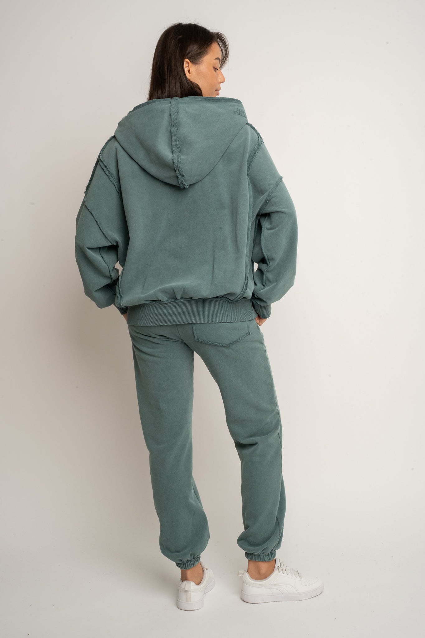BLUZA OVERSIZE Z EFEKTEM WASHED ZIELONA - OSLO