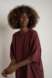 OVERSIZED T-SHIRT WITH A DELICATE WASH EFFECT, BURGUNDY - KOMODO