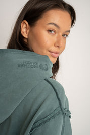 BLUZA OVERSIZE Z EFEKTEM WASHED ZIELONA - OSLO