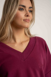 BLUZA Z DEKOLTEM OVERSIZE BURGUNDOWA - BISCOE