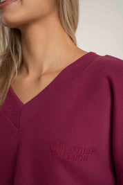 BLUZA Z DEKOLTEM OVERSIZE BURGUNDOWA - BISCOE