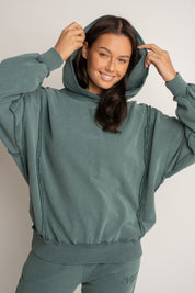 BLUZA OVERSIZE Z EFEKTEM WASHED ZIELONA - OSLO