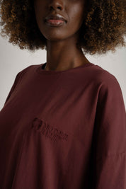OVERSIZED T-SHIRT WITH A DELICATE WASH EFFECT, BURGUNDY - KOMODO