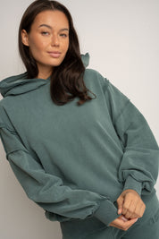 BLUZA OVERSIZE Z EFEKTEM WASHED ZIELONA - OSLO