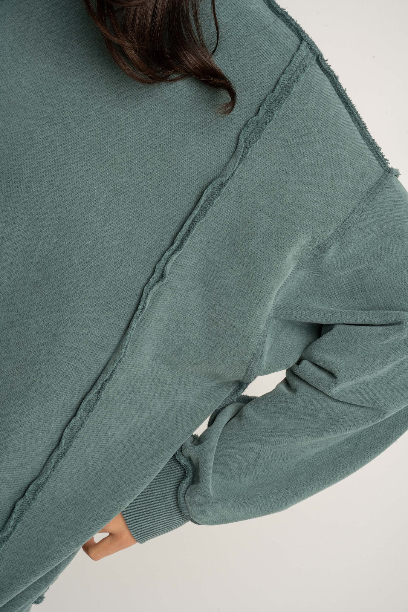 BLUZA OVERSIZE Z EFEKTEM WASHED ZIELONA - OSLO