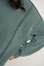 BLUZA OVERSIZE Z EFEKTEM WASHED ZIELONA - OSLO