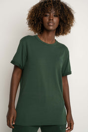 T-SHIRT DAMSKI CIEMNOZIELONY- MORAINE