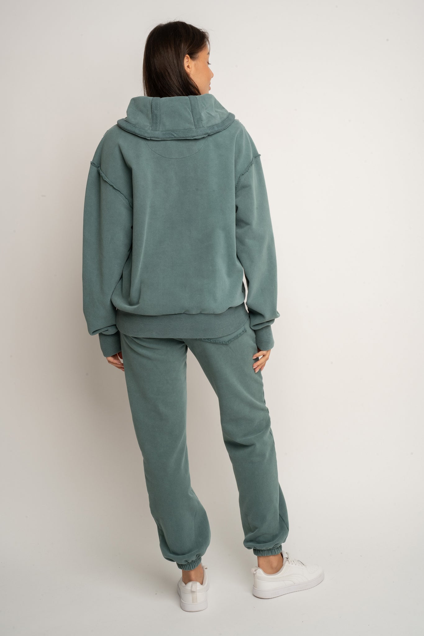 WASHED EFFECT HOODIE GREEN - KUOPIO