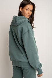 WASHED EFFECT HOODIE GREEN - KUOPIO