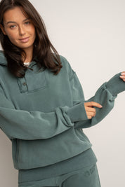 WASHED EFFECT HOODIE GREEN - KUOPIO