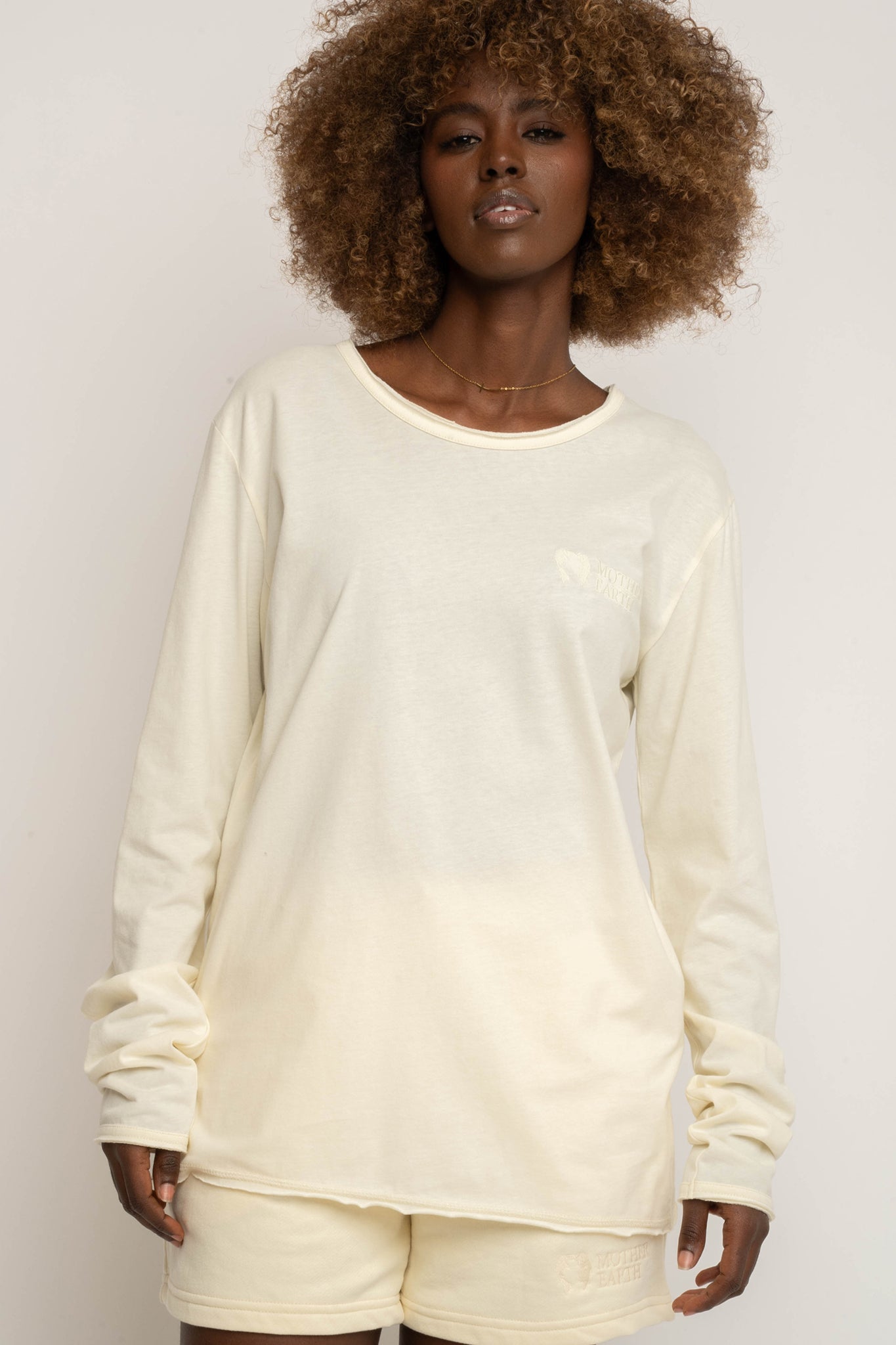 COTTON LONG-SLEEVED BLOUSE CREAM - NAMIB