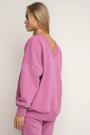 BLUZA Z DEKOLTEM OVERSIZE CUKIERKOWY RÓŻ - BISCOE