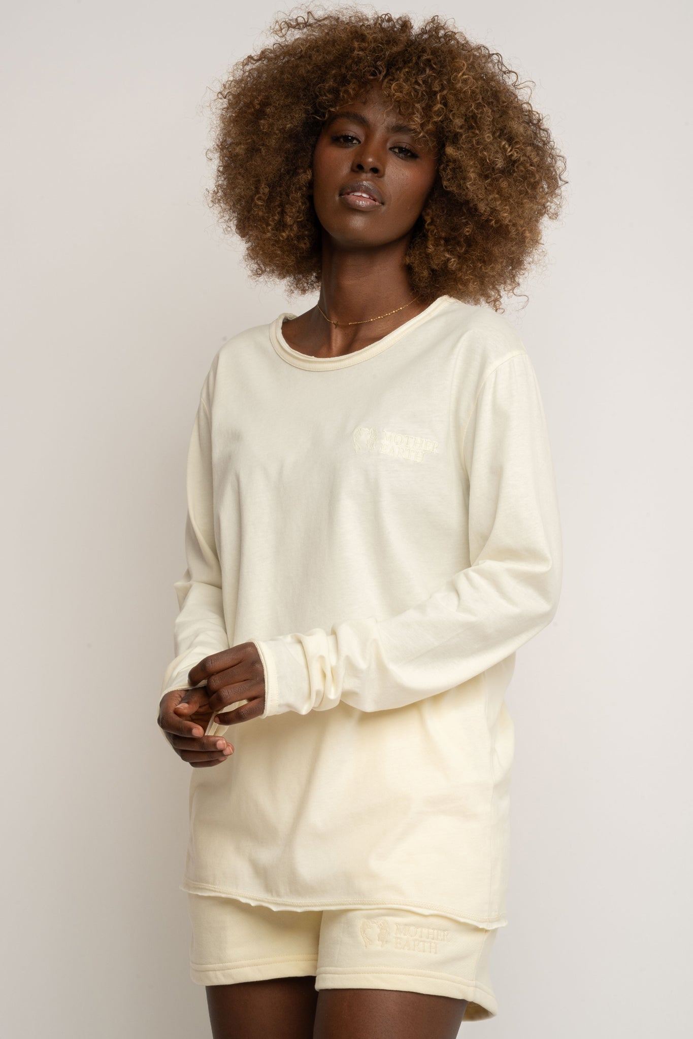COTTON LONG-SLEEVED BLOUSE CREAM - NAMIB