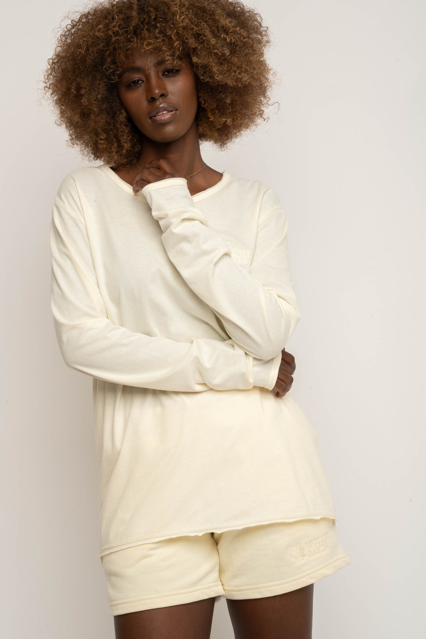 COTTON LONG-SLEEVED BLOUSE CREAM - NAMIB