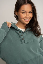 WASHED EFFECT HOODIE GREEN - KUOPIO