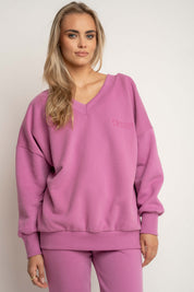 BLUZA Z DEKOLTEM OVERSIZE CUKIERKOWY RÓŻ - BISCOE