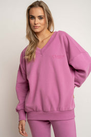 BLUZA Z DEKOLTEM OVERSIZE CUKIERKOWY RÓŻ - BISCOE