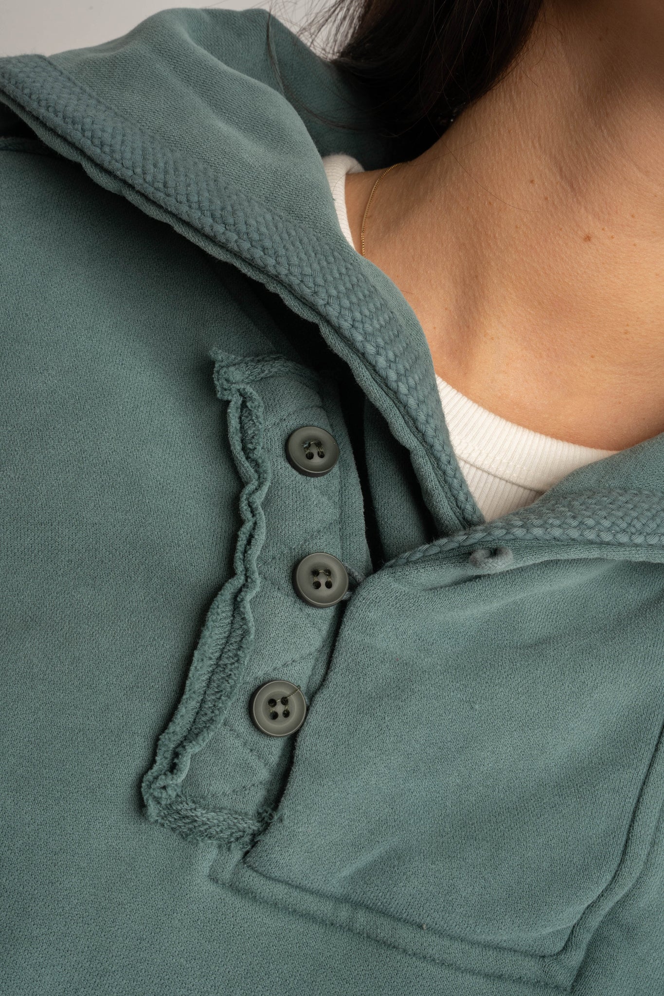 WASHED EFFECT HOODIE GREEN - KUOPIO