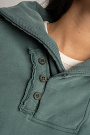 WASHED EFFECT HOODIE GREEN - KUOPIO