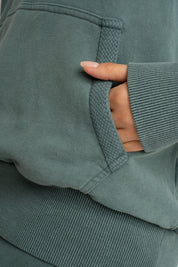 WASHED EFFECT HOODIE GREEN - KUOPIO