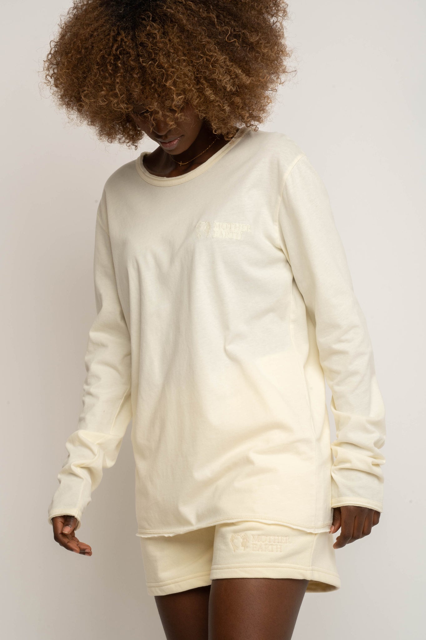 COTTON LONG-SLEEVED BLOUSE CREAM - NAMIB