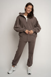 OVERSIZED HOODIE WITH WASHED EFFECT BROWN - TRONDHEIM