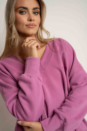 BLUZA Z DEKOLTEM OVERSIZE CUKIERKOWY RÓŻ - BISCOE