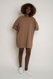 OVERSIZED T-SHIRT WITH A SUBSTANTIAL WASHED EFFECT BROWN - KOMODO