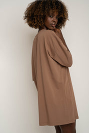 OVERSIZED T-SHIRT WITH A SUBSTANTIAL WASHED EFFECT BROWN - KOMODO