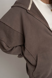 OVERSIZED HOODIE WITH WASHED EFFECT BROWN - TRONDHEIM