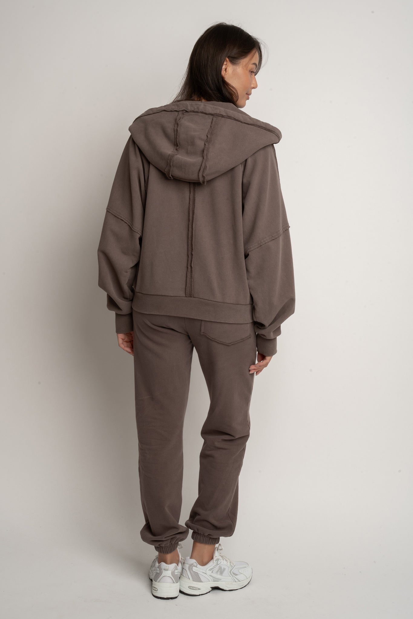 WASHED EFFECT HOODIE BROWN - NARVIK