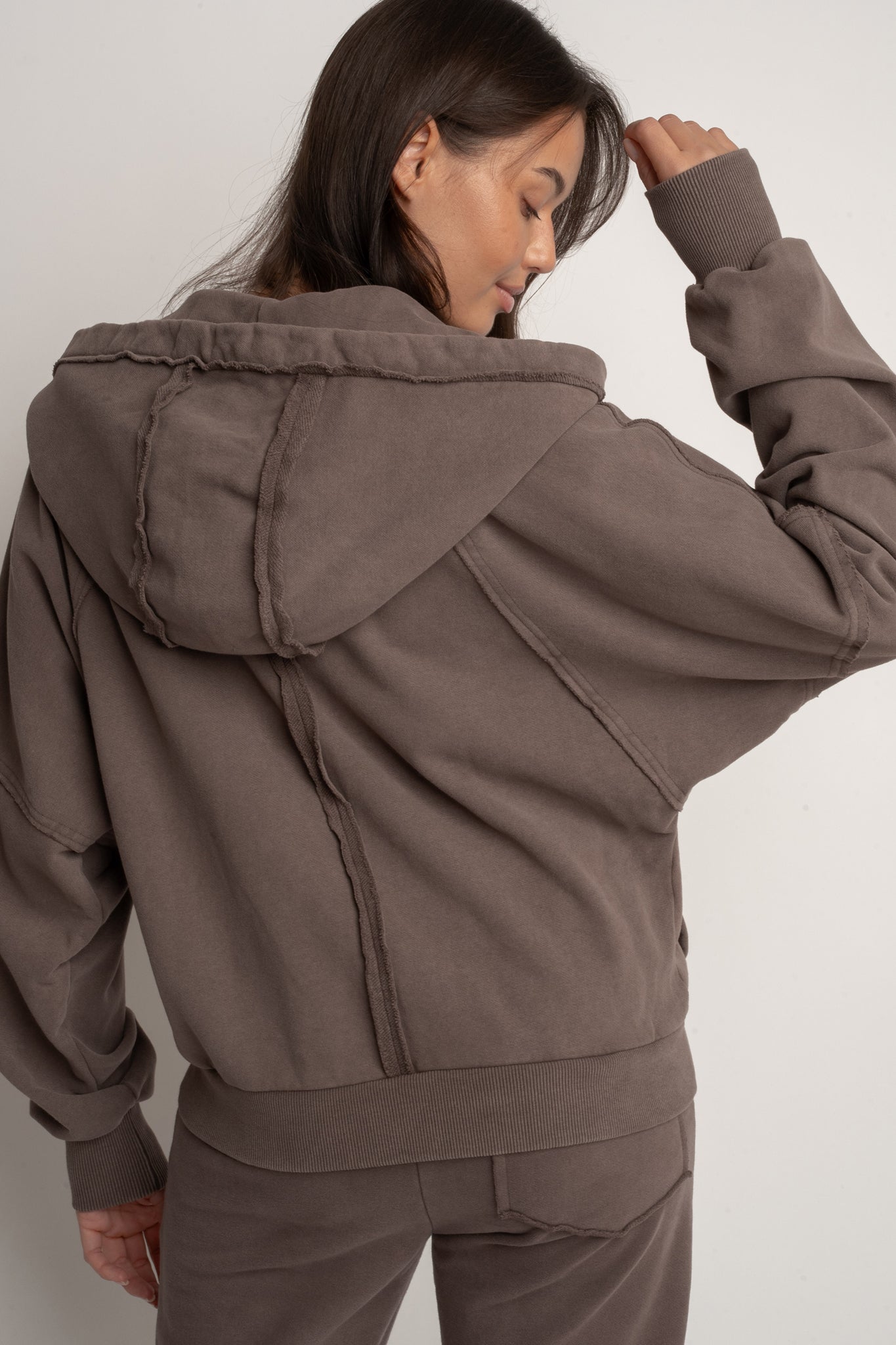 WASHED EFFECT HOODIE BROWN - NARVIK