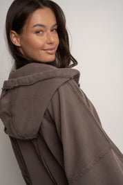 WASHED EFFECT HOODIE BROWN - NARVIK