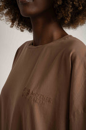 OVERSIZED T-SHIRT WITH A SUBSTANTIAL WASHED EFFECT BROWN - KOMODO